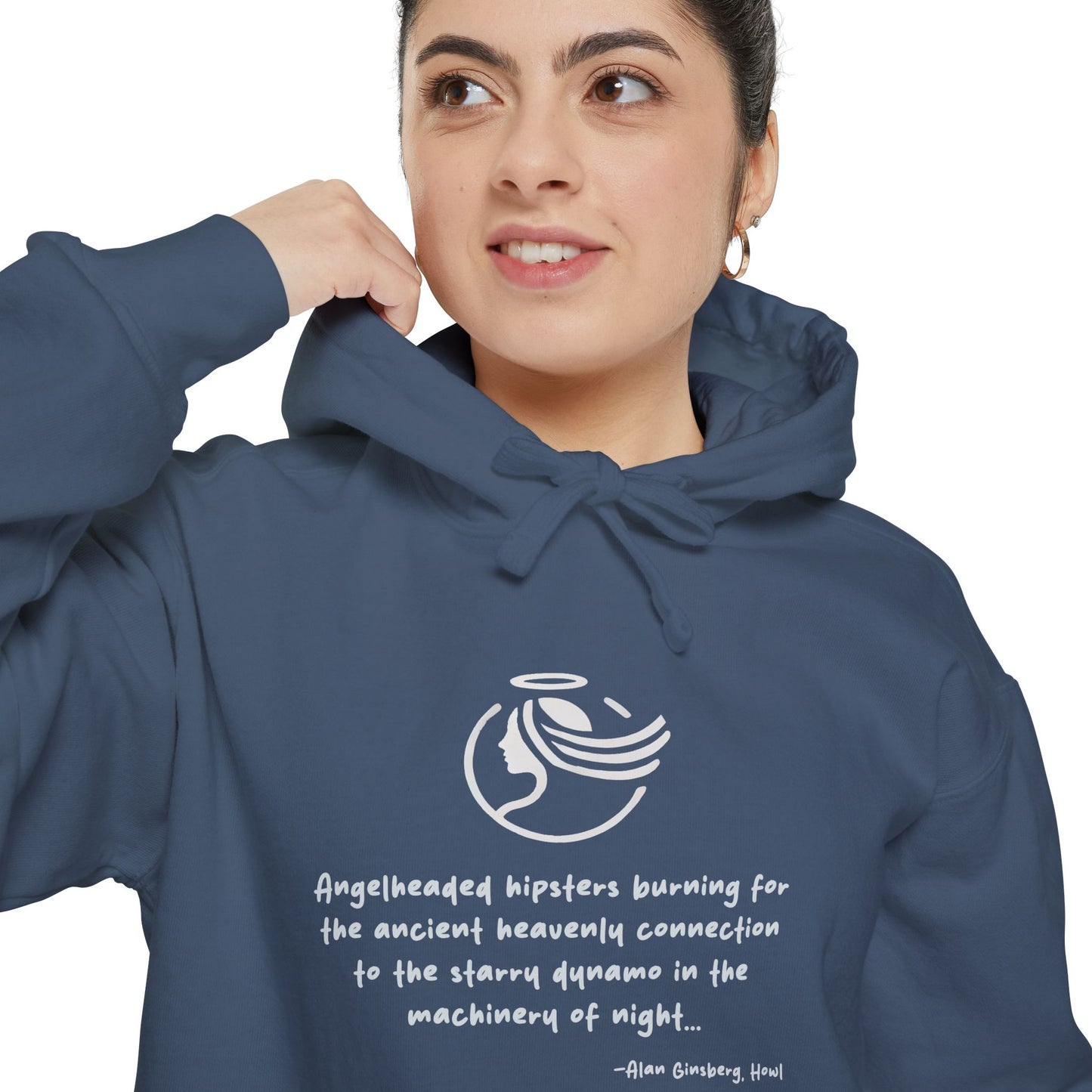 Angelheaded hipsters burning for this Unisex Garment-Dyed Hoodie, Vintage Style Pullover, Retro Apparel, Cool Hooded Sweatshirt, Unique Gift