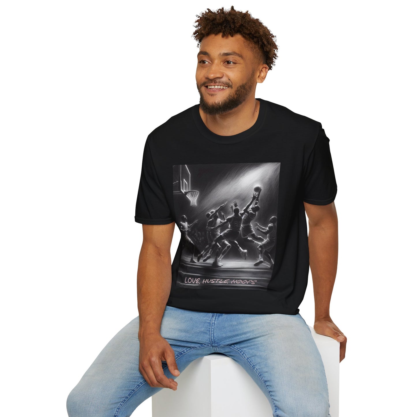 Unisex Softstyle T-Shirt - Love Hustle Hoops Basketball Tee