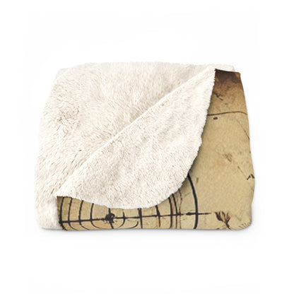 Sherpa Fleece Blanket - Vintage Style Scientific Diagram Design