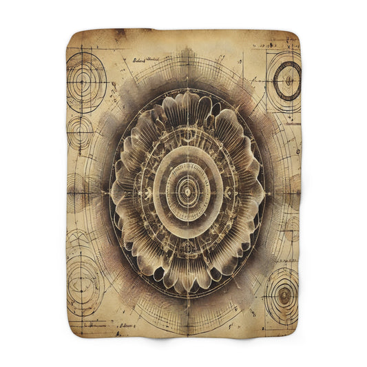 Sherpa Fleece Blanket - Vintage Style Scientific Diagram Design