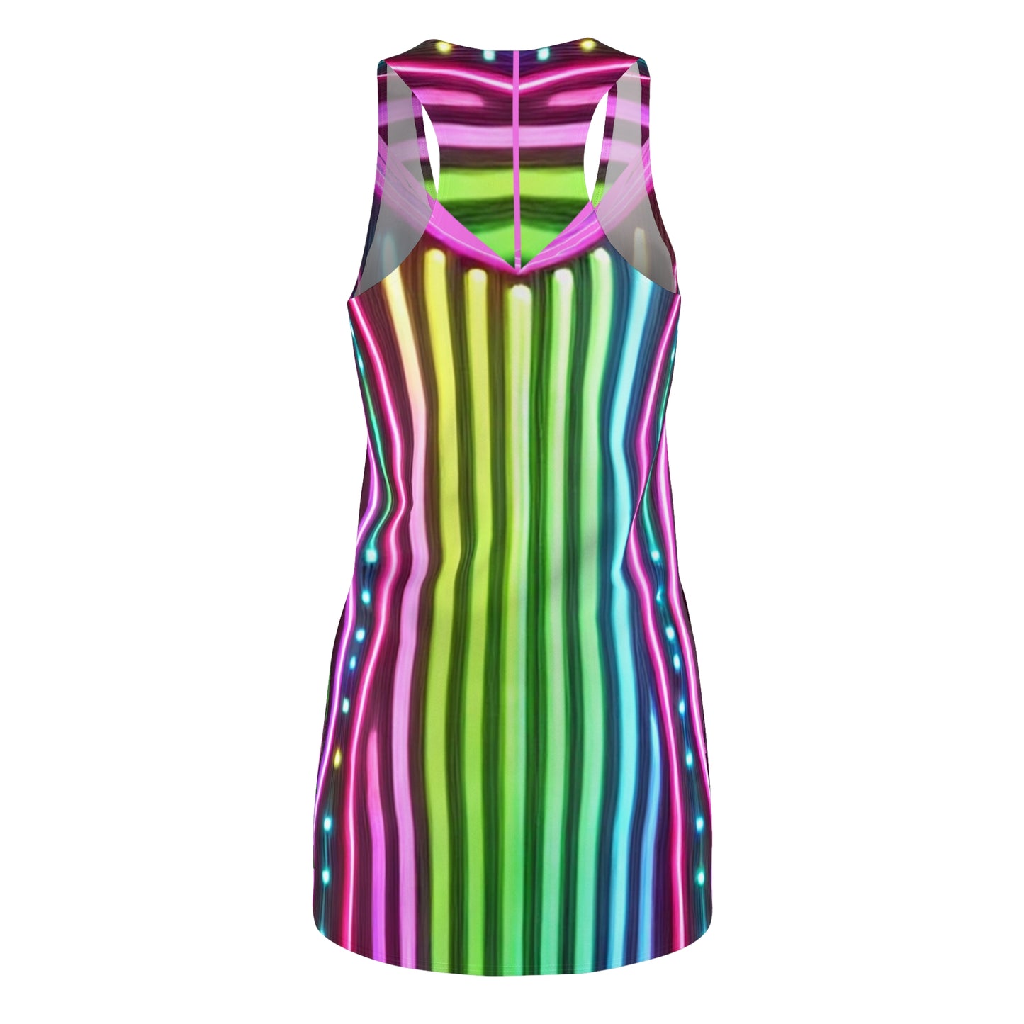 Neon Future Women's Dress, Lit Racerback Dress, Trendy Fashion Dress, Futuristic Neon Dress, Women's Neon Party Outfit