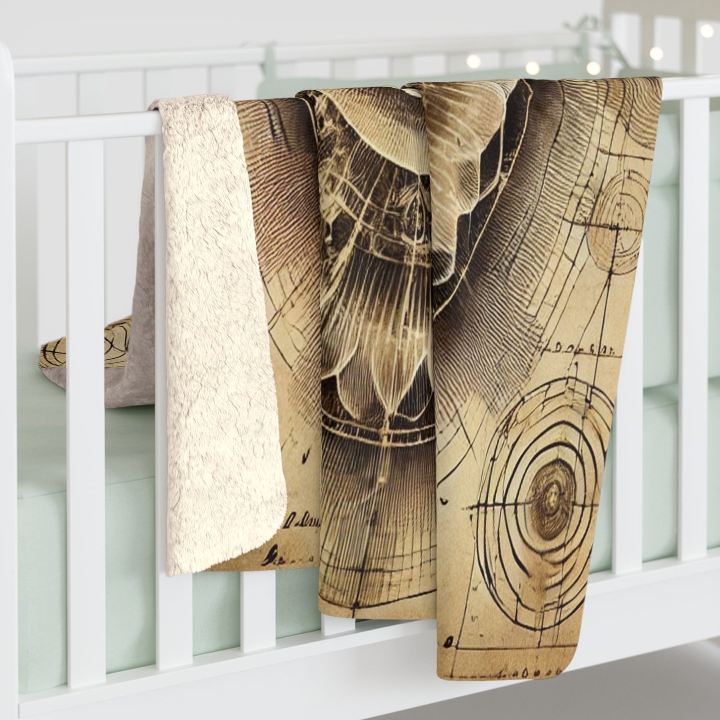 Sherpa Fleece Blanket - Vintage Style Scientific Diagram Design