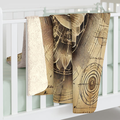 Sherpa Fleece Blanket - Vintage Style Scientific Diagram Design