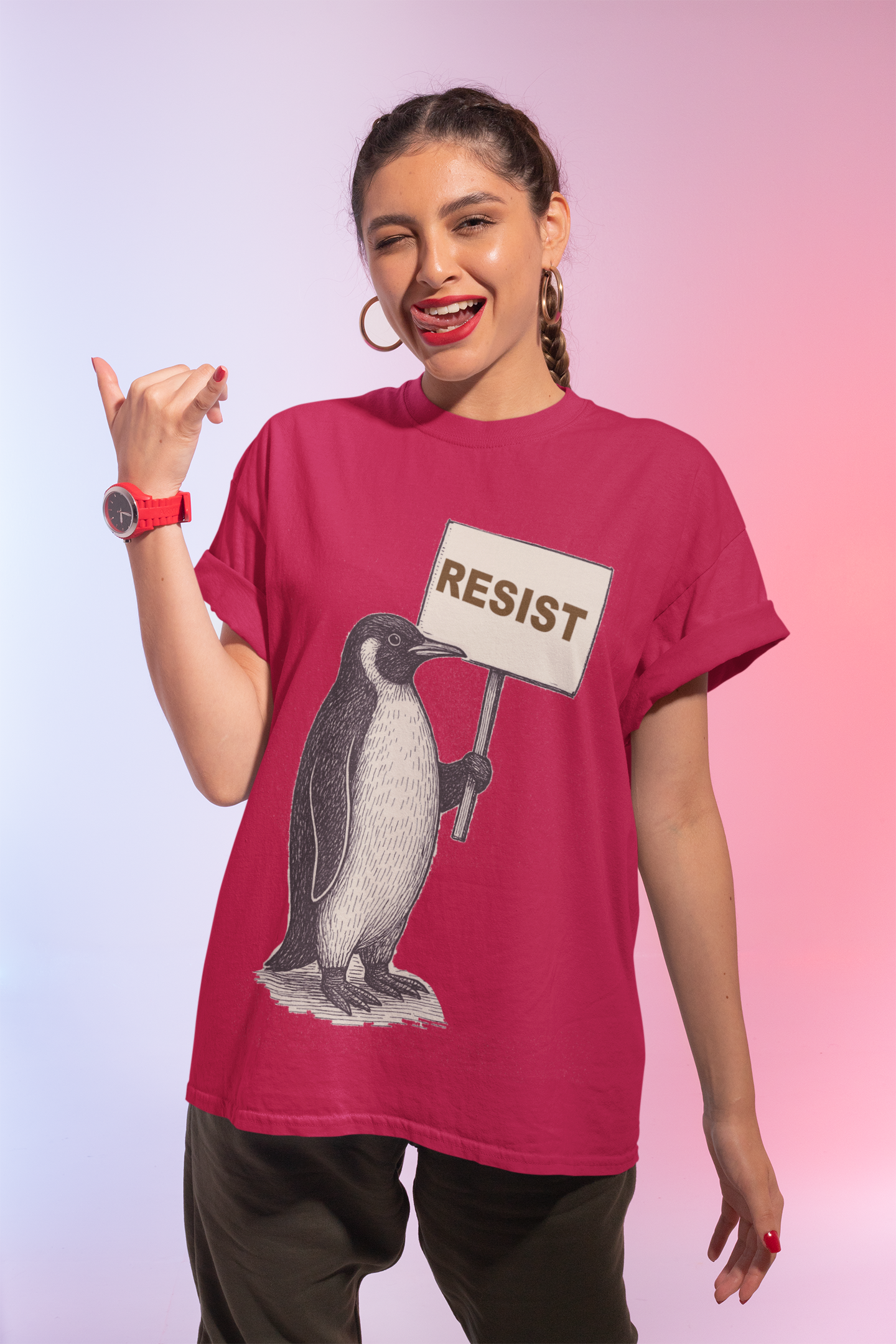 Resist all invaders in the this Proud Penguin T Shirt